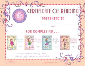 Nancy Clancy Reading Certificate